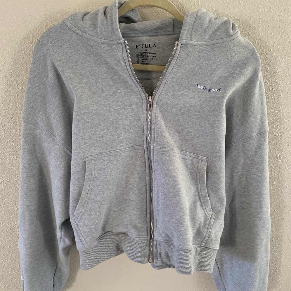 P'tula Light Gray Zip-Up Hoodie